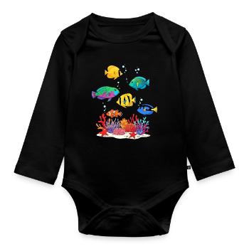 Aquarium Fish Costume Underwater Fish Ocean - Organic Longsleeve Baby Bodysuit - black - Front