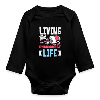 The Life of a Pharmacist Pharmacy Technician - Organic Longsleeve Baby Bodysuit - black - Front
