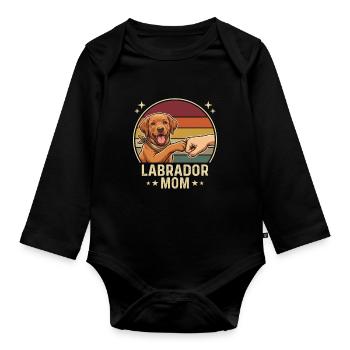 Retro Labrador Mom Foxred Paw Clash - Organic Longsleeve Baby Bodysuit - black - Front