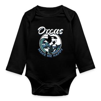 Funny Orca - Organic Longsleeve Baby Bodysuit - black - Front