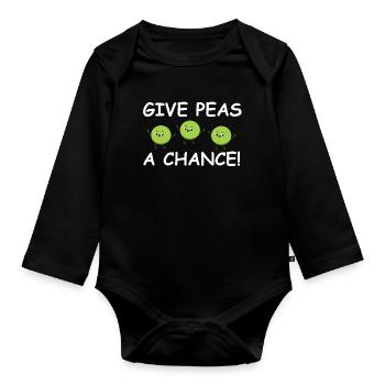 Give Peas a Chance – Happy Peas - Organic Longsleeve Baby Bodysuit - black - Front