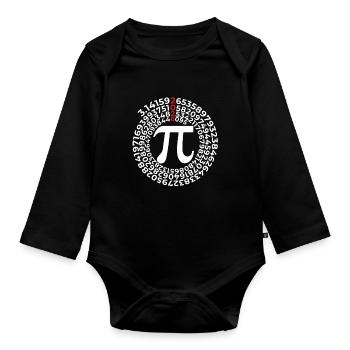 Pi Day 2026 mit Zahlen Spirale | Kreiszahl 3.1415 - Baby Bio-Langarm-Body - Schwarz - Vorne
