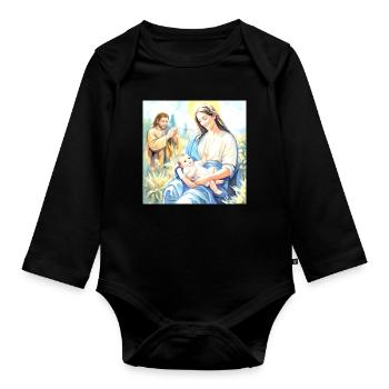 Nativité de Jésus - La Sainte Famille - Body Bébé bio manches longues - noir - Devant