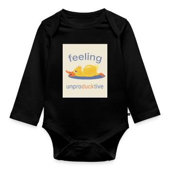 Feeling Unproducktive – Funny Duck - Organic Longsleeve Baby Bodysuit - black - Front