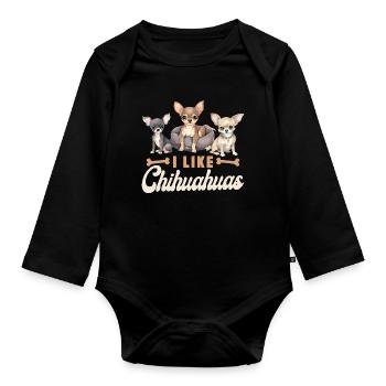 Chihuahua Chihuahueño I Like - Organic Longsleeve Baby Bodysuit - black - Front
