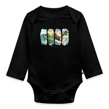 Design de Bali – Motif de vacances sur une île tropicale - Body Bébé bio manches longues - noir - Devant
