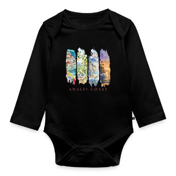 Amalfi Coast Design – Italien Urlaub Motiv - Baby Bio-Langarm-Body - Schwarz - Vorne