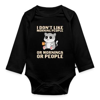 Don´t like morning people cat - Baby Bio-Langarm-Body - Schwarz - Vorne