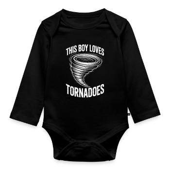Tornado Sprüche Tornados Lustiges Tornado Geschenk - Baby Bio-Langarm-Body - Schwarz - Vorne