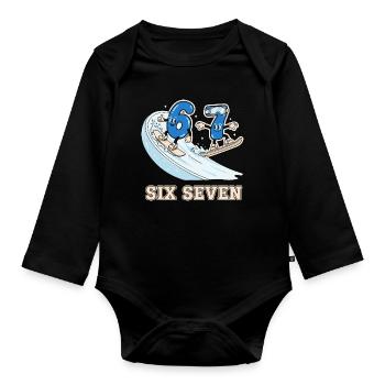 67 Six Seven Snowboarder Wintersport - Baby Bio-Langarm-Body - Schwarz - Vorne