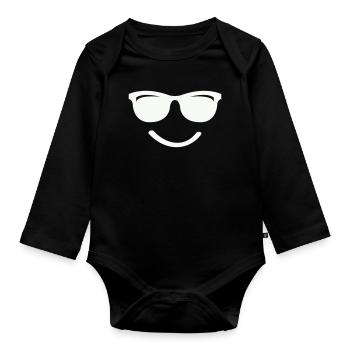 Sourire - Body Bébé bio manches longues - noir - Devant