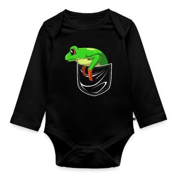 Frog Tree Frog - Organic Longsleeve Baby Bodysuit - black - Front