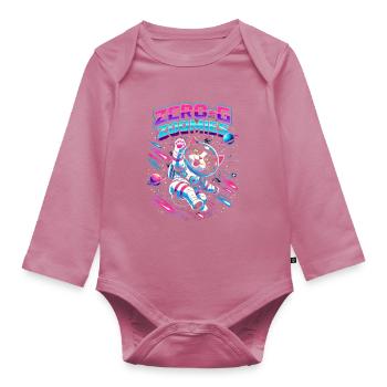Null-G Zoomies | Humour spatial Astro Cat - Body Bébé bio manches longues - mauve - Devant