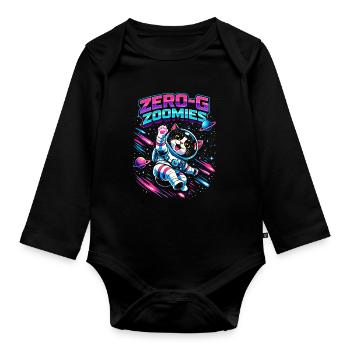 Null-G Zoomies | Humour spatial Astro Cat - Body Bébé bio manches longues - noir - Devant