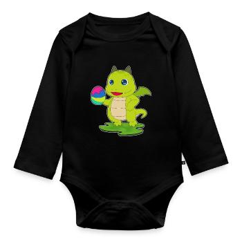 Œuf de Pâques du Dragon - Body Bébé bio manches longues - noir - Devant