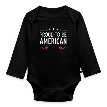 Proud to be American – Retro Stars - Organic Longsleeve Baby Bodysuit - black - Front