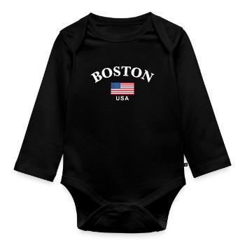 Boston, USA - Baby Bio-Langarm-Body - Schwarz - Vorne