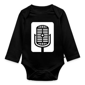 Retro Microphone Emblem - Organic Longsleeve Baby Bodysuit - black - Front