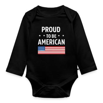 Fierté Américaine avec drapeau US - Body Bébé bio manches longues - noir - Devant