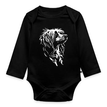 Chien à crête chinoise Silhouette Chiens Wilsigns - Body Bébé bio manches longues - noir - Devant