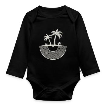 Art du coucher de soleil sur une île tropicale en vinyle - Body Bébé bio manches longues - noir - Devant