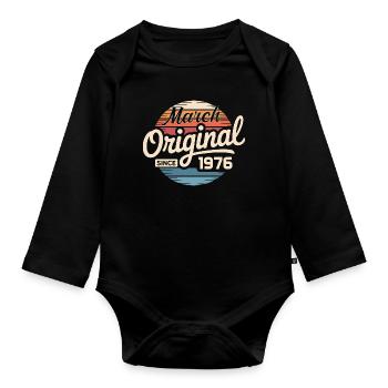 Legendary since march 1976 - Organic Longsleeve Baby Bodysuit - black - Front