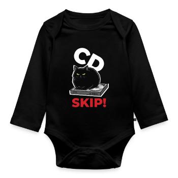 CD Chat überspringen Musik Humor - Baby Bio-Langarm-Body - Schwarz - Vorne