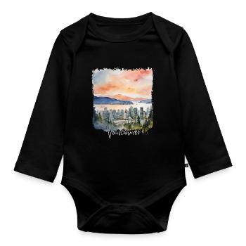 Vancouver Watercolor, Vancouver Canada - Body Bébé bio manches longues - noir - Devant
