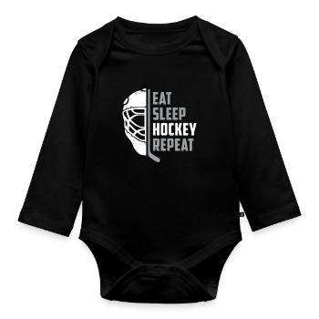 hockey - Organic Longsleeve Baby Bodysuit - black - Front