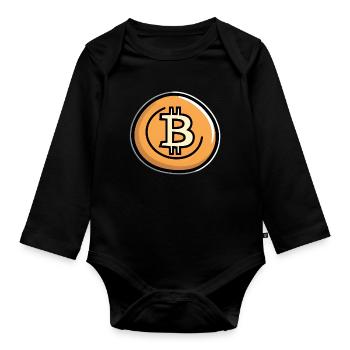 Bitcoin Coin Art Emblem - Organic Longsleeve Baby Bodysuit - black - Front