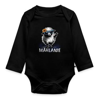 Mählanie – Freches Schaf Wortspiel Peace - Baby Bio-Langarm-Body - Schwarz - Vorne