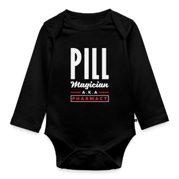 Pillenmagier Apotheker Pharmazietechniker - Baby Bio-Langarm-Body - Schwarz - Vorne