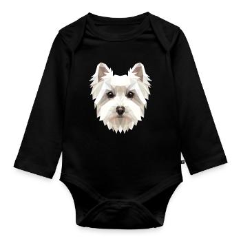 Malteser Kleiner Maltese Hund Liebe Süße Malteser - Baby Bio-Langarm-Body - Schwarz - Vorne