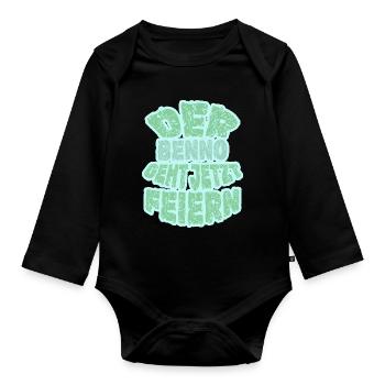 Benno als Party - Baby Bio-Langarm-Body - Schwarz - Vorne