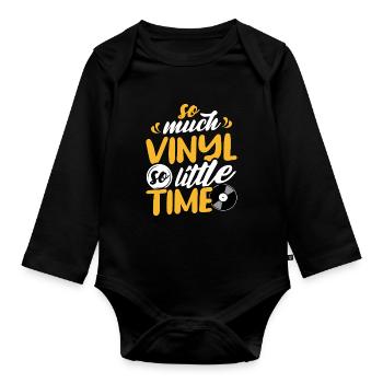 Tellement de vinyle, si peu de temps de design - Body Bébé bio manches longues - noir - Devant
