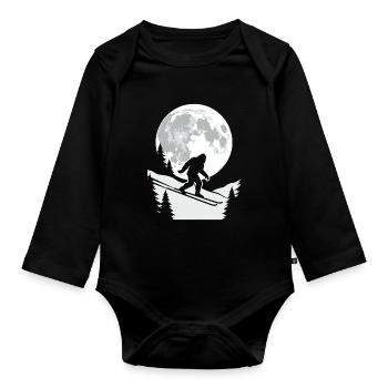 Bigfoot Skifahrer Mond - Baby Bio-Langarm-Body - Schwarz - Vorne