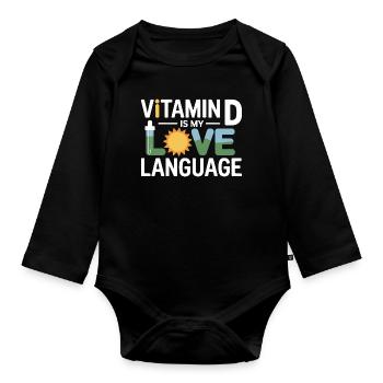Naturopath Vitamin D Love Language Professional  - Organic Longsleeve Baby Bodysuit - black - Front