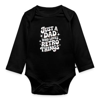 Retro Dad Love Retro Things - Organic Longsleeve Baby Bodysuit - black - Front