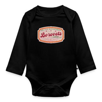 Label de montagne de ski de Borovets Bulgaria - Body Bébé bio manches longues - noir - Devant