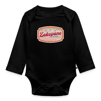Zakopane Poland Snow Ski Mountain Badge - Organic Longsleeve Baby Bodysuit - black - Front