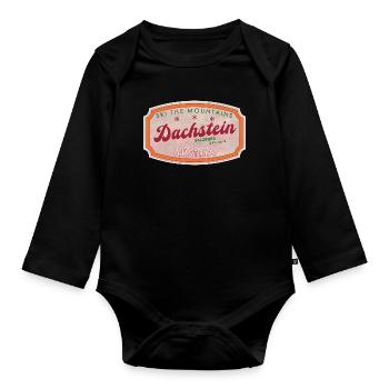 Dachstein Austria Alpenabzeichen-Druck - Baby Bio-Langarm-Body - Schwarz - Vorne