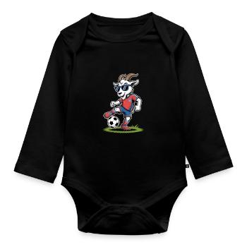 Z Soccer Goat avec des lunettes de soleil - Body Bébé bio manches longues - noir - Devant