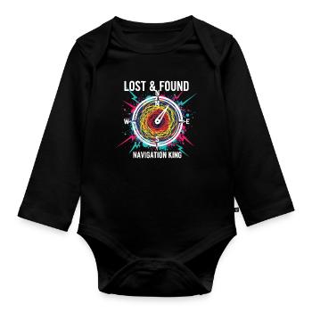 Lost & Found Compass Navigation King - Organic Longsleeve Baby Bodysuit - black - Front