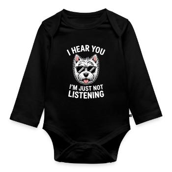 West Highland White Terrier Spruch Westie Geschenk - Baby Bio-Langarm-Body - Schwarz - Vorne