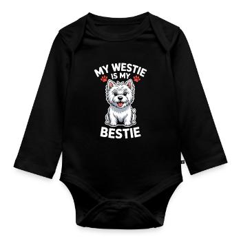 West Highland White Terrier Spruch Westie Geschenk - Baby Bio-Langarm-Body - Schwarz - Vorne