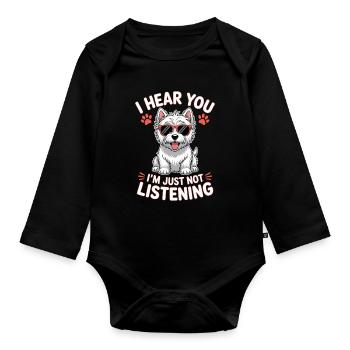West Highland White Terrier Spruch Westie Geschenk - Baby Bio-Langarm-Body - Schwarz - Vorne