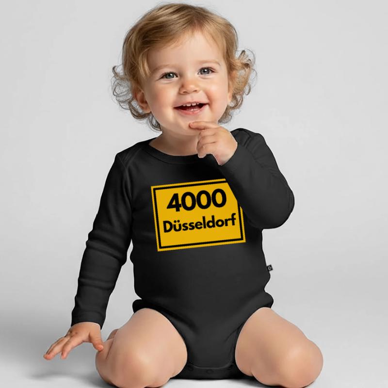 OLD POSTCODE POSTCODE RETRO 4000 DÜSSELDORF - OLD Organic Longsleeve Baby Bodysuit