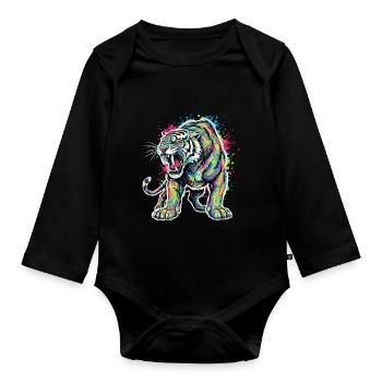 Neon Tiger Artistic Force - Organic Longsleeve Baby Bodysuit - black - Front