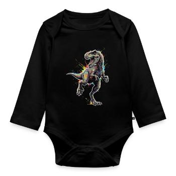 T-Rex_Apex_Explosion_Couleurs_Neon - Body Bébé bio manches longues - noir - Devant