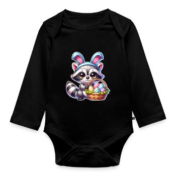 Easter Raccoon - Organic Longsleeve Baby Bodysuit - black - Front